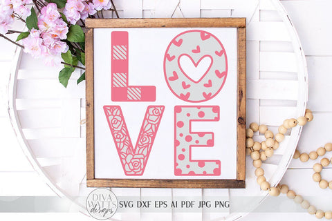 LOVE svg | Valentine's Day SVG | Buffalo Check SVG | Farmhouse Sign | dxf and more! | Printable | Glowforge svg SVG Diva Watts Designs 