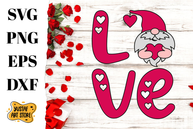 Love SVG Valentine's Gnome design SVG Yustaf Art Store 