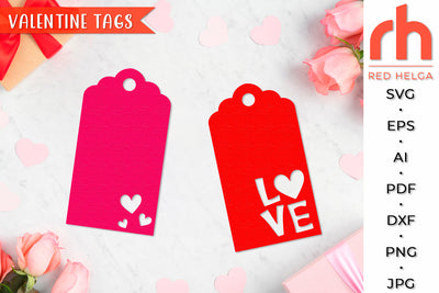 Love Tags SVG - Valentines Day Cut File SVG RedHelgaArt 