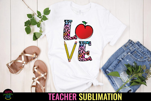 Love Teacher PNG I Teacher Sublimation I Teacher Shirt PNG Sublimation Happy Printables Club 