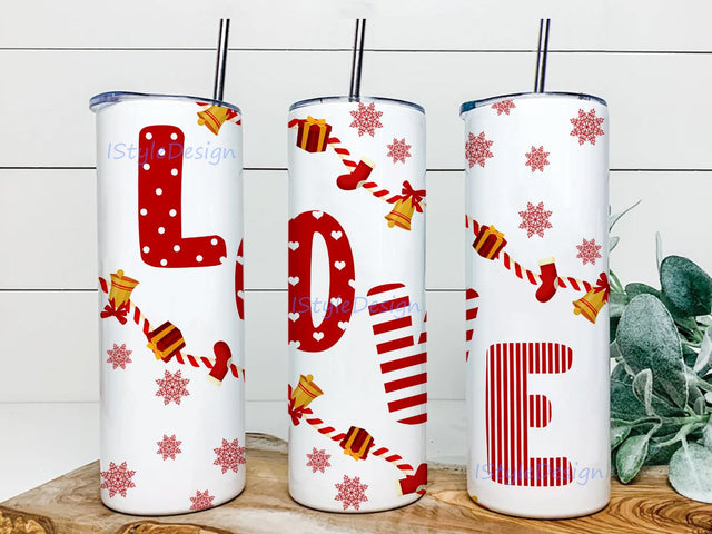 LOVE Ties Christmas PNG, 20oz Skinny Tumbler, Sublimation Designs, Tumbler Wrap, Coffee Tumbler Template, Digital Download Sublimation iStyleDesign 