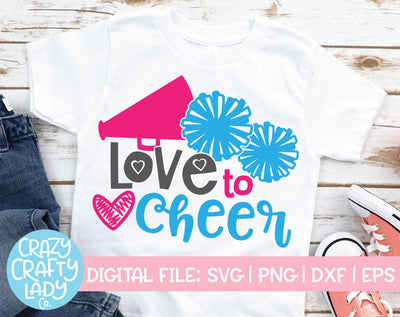 Love to Cheer | Cheerleader SVG Cut File SVG Crazy Crafty Lady Co. 
