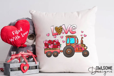 Love Tractor Valentine PNG Sublimation Sublimation Owlsome.Designs 