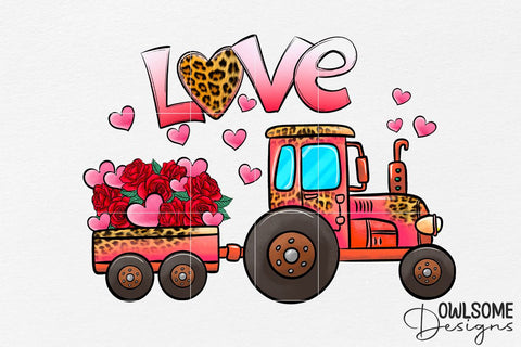 Love Tractor Valentine PNG Sublimation Sublimation Owlsome.Designs 