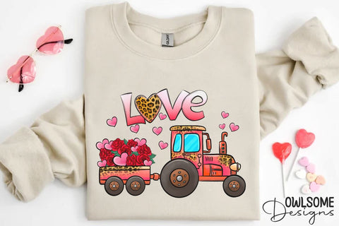Love Tractor Valentine PNG Sublimation Sublimation Owlsome.Designs 