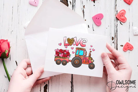 Love Tractor Valentine PNG Sublimation Sublimation Owlsome.Designs 