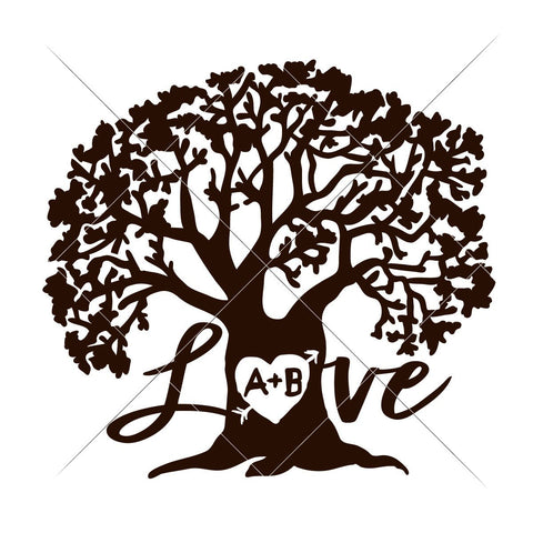 Love Tree - Customizable - Letters included - for Wood Sign SVG Chameleon Cuttables 