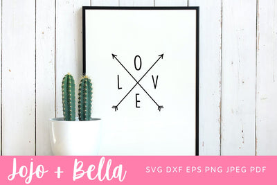 LOVE Tribal Svg, Valentine’s Day Shirt, Kids Svg, Boho Arrows SVG, Hearts Svg, Ethnic Svg, Wedding Svg, Silhouette Cameo, Cricut, Vector, Svg Png File SVG Jojo&Bella 