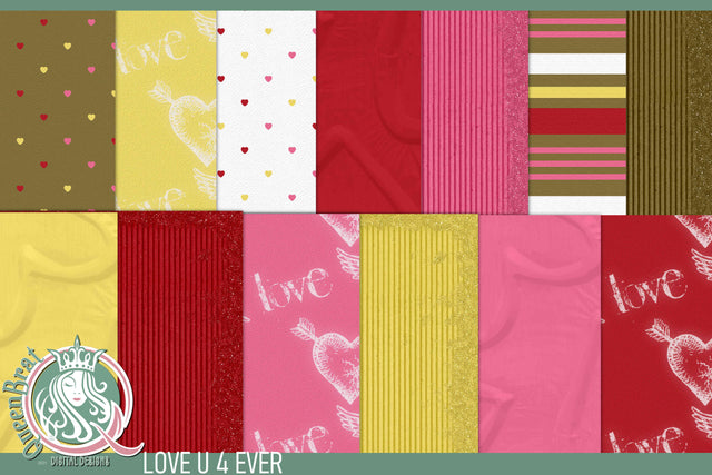 Love U 4 Ever Papers Digital Pattern QueenBrat Digital Designs 