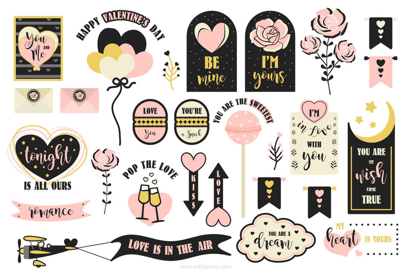 Love Valentines day SVG illustrations. SVG Arts By Naty 