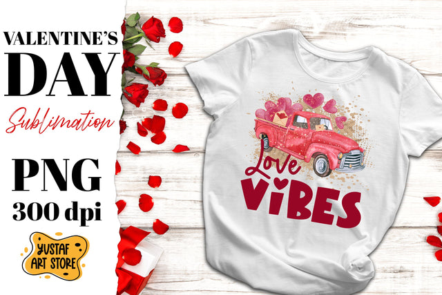 Love vibes. Valentine's Day truck and heart sublimation PNG Sublimation Yustaf Art Store 