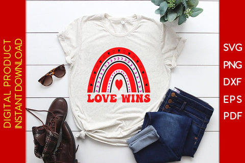 Love Wins Rainbow Valentine's Day SVG PNG EPS Cut File SVG Creativedesigntee 