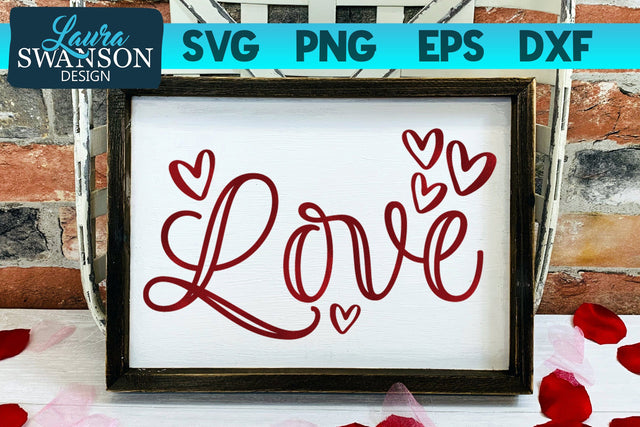 Love with Hearts SVG Cut File SVG Laura Swanson Design 