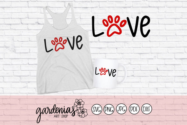 Love with Paw Print SVG Gardenias Art Shop 