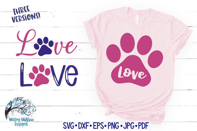 Love with Paw Print SVG SVG Wispy Willow Designs 