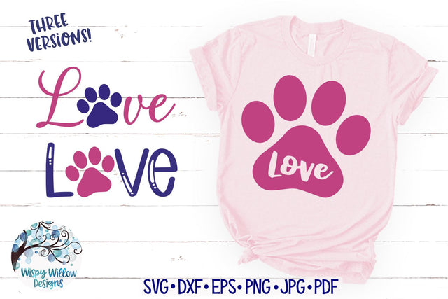 Love with Paw Print SVG SVG Wispy Willow Designs 