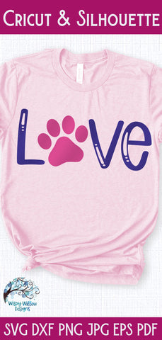 Love with Paw Print SVG SVG Wispy Willow Designs 