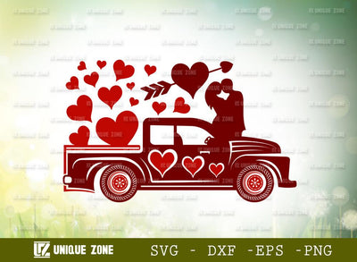 Love With Truck SVG Cut Files | Heart Svg | Valentine Day Svg SVG Unique Zone 