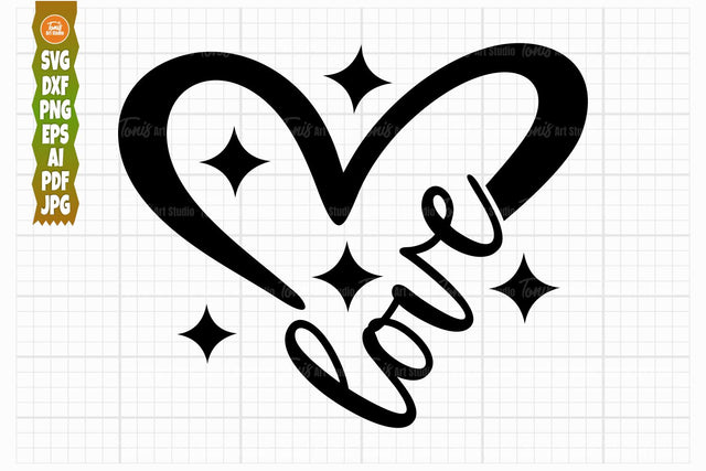 Love Word SVG PNG DXF, Wedding Sign Svg, Love Svg, Heart Clipart SVG TonisArtStudio 