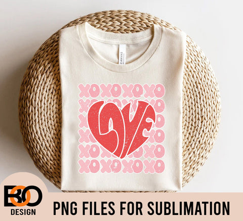 Love xoxo png, Retro Love Heart Png, Retro Heart, Love Heart, Valentines Day png, Valentines Day Png, Retro Valentines Day Sublimation BOO-design 