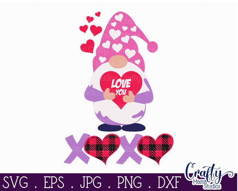 Love You - Gnome Valentine Svg SVG Crafty Mama Studios 