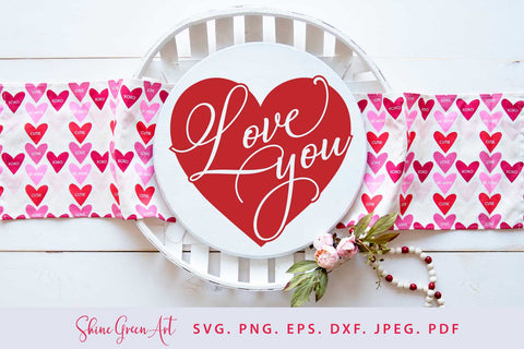 Love You Heart Valentine's Day SVG Design SVG Shine Green Art 