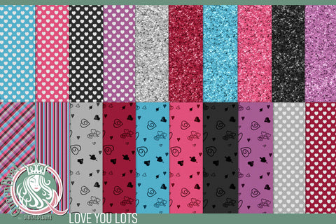 Love You Lots Papers Digital Pattern QueenBrat Digital Designs 