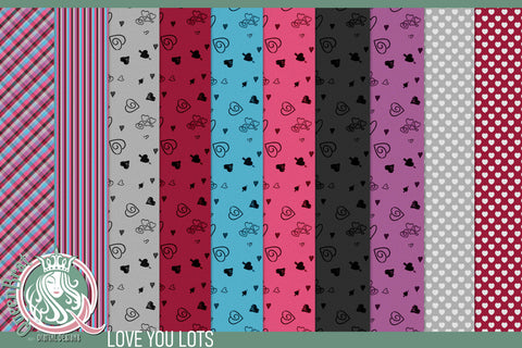 Love You Lots Papers Digital Pattern QueenBrat Digital Designs 