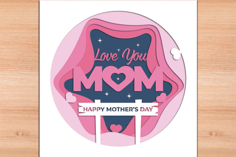 Love You Mom 2- 3D Layered Paper Cut SVG SVG Slim Studio 
