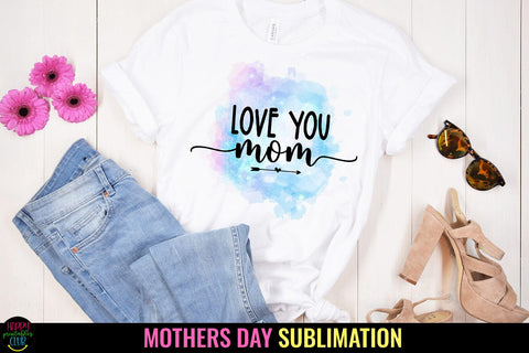 Love You Mom- Mother's Day Sublimation I Mom Tshirt PNG Sublimation Happy Printables Club 