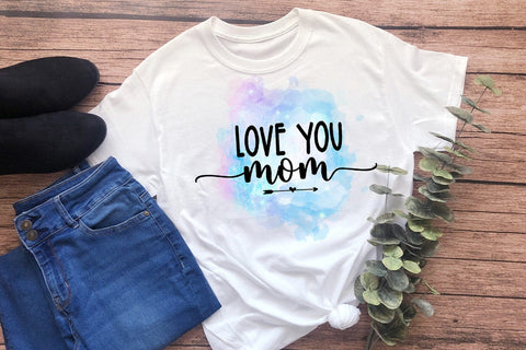 Love You Mom- Mother's Day Sublimation I Mom Tshirt PNG Sublimation Happy Printables Club 