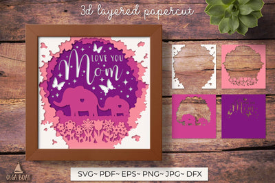 Love you mom svg | 3d Mothers day shadow box SVG Olga Boat Design 
