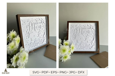 Love you mom svg | 3d Mothers day shadow box SVG Olga Boat Design 