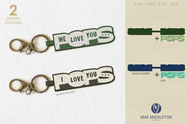 Love you Pops | Faux Leather Keychain Template SVG Mae Middleton Studio 
