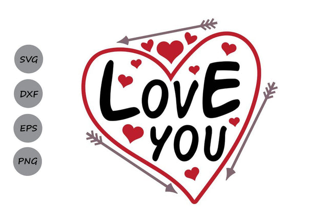 Love You| Valentines Day Saying SVG and DXF Cutting Files SVG CosmosFineArt 
