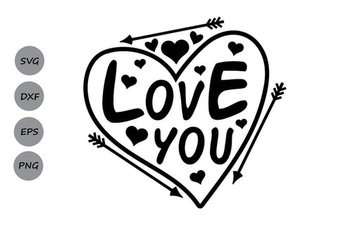 Love You| Valentines Day Saying SVG and DXF Cutting Files SVG CosmosFineArt 