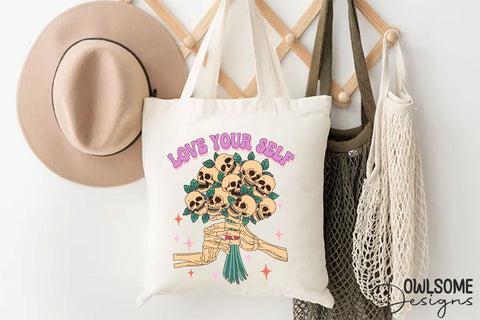 Love Your Self Skull Flower PNG Valentine Sublimation Owlsome.Designs 