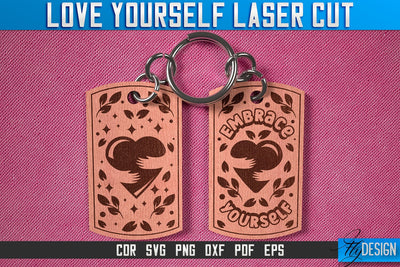 Love Yourself Keychain Laser Cut SVG | Keychain Laser Cut SVG Design | CNC Files SVG Fly Design 