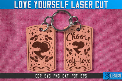Love Yourself Keychain Laser Cut SVG | Keychain Laser Cut SVG Design | CNC Files SVG Fly Design 