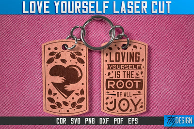 Love Yourself Keychain Laser Cut SVG | Keychain Laser Cut SVG Design | CNC Files SVG Fly Design 