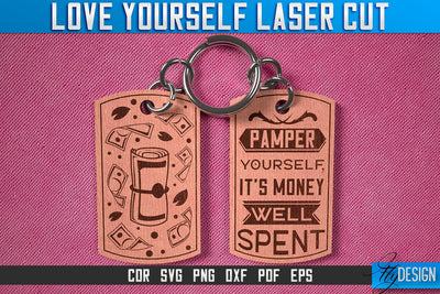 Love Yourself Keychain Laser Cut SVG | Keychain Laser Cut SVG Design | CNC Files SVG Fly Design 