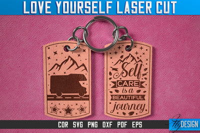 Love Yourself Keychain Laser Cut SVG | Keychain Laser Cut SVG Design | CNC Files SVG Fly Design 