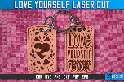 Love Yourself Keychain Laser Cut SVG | Keychain Laser Cut SVG Design | CNC Files SVG Fly Design 
