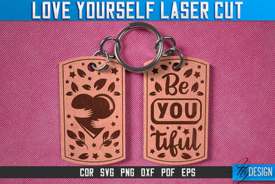 Love Yourself Keychain Laser Cut SVG | Keychain Laser Cut SVG Design | CNC Files SVG Fly Design 