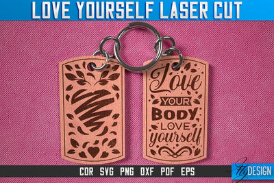 Love Yourself Keychain Laser Cut SVG | Keychain Laser Cut SVG Design | CNC Files SVG Fly Design 