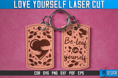 Love Yourself Keychain Laser Cut SVG | Keychain Laser Cut SVG Design | CNC Files SVG Fly Design 