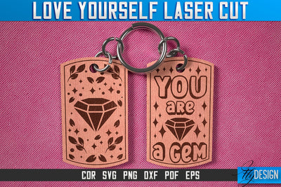 Love Yourself Keychain Laser Cut SVG | Keychain Laser Cut SVG Design | CNC Files SVG Fly Design 