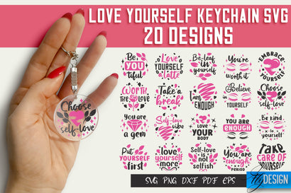 Love Yourself Keychain SVG Design | Self-Love SVG Quotes | Keychain SVG Quotes SVG Fly Design 
