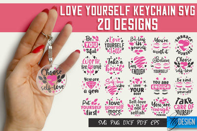 Love Yourself Keychain SVG Design | Self-Love SVG Quotes | Love SVG Quotes SVG Fly Design 
