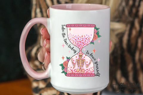 Love Yourself Skeleton Hourglass PNG Valentine Sublimation Owlsome.Designs 